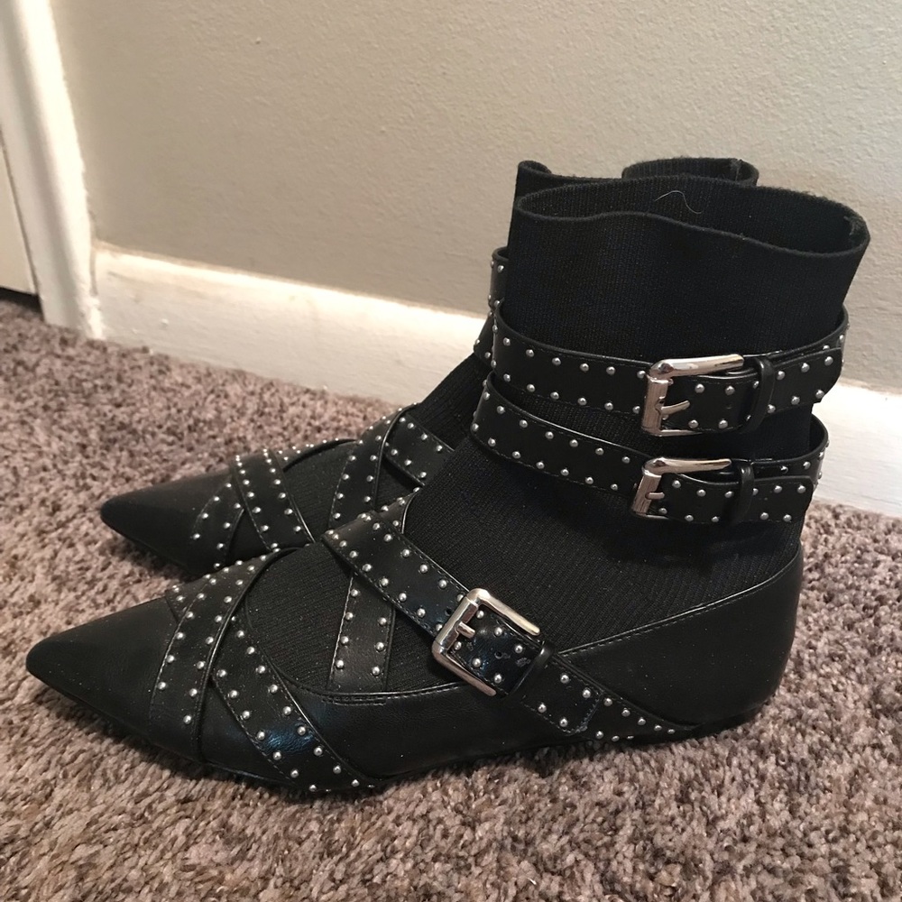 Zara sock strap buckle gladiator flats
